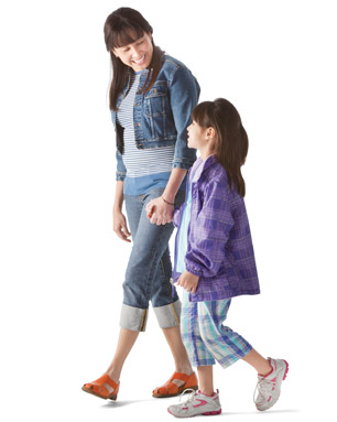 group family holding hands walking